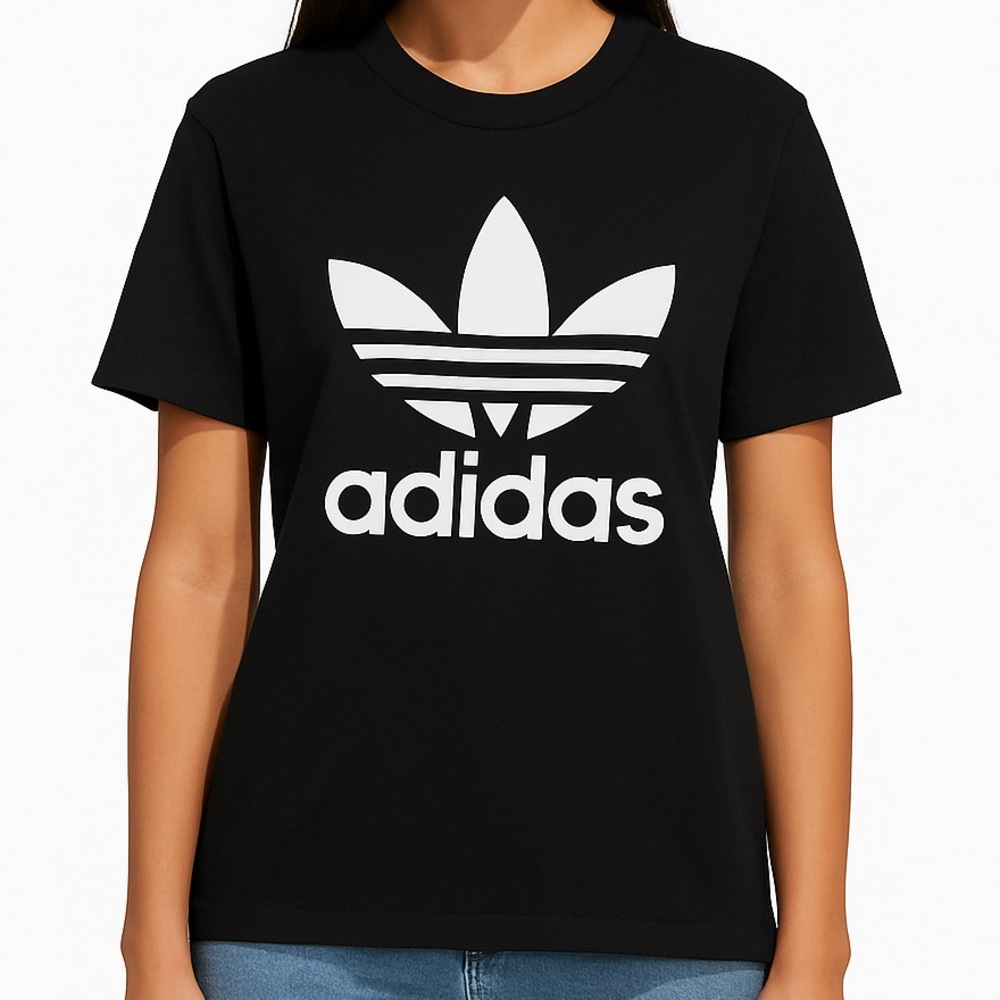 Adidas Originals Black Trefoil Logo Tee Unisex Streetwear